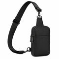 Borsa a tracolla compatta 18 x 11 x 5 cm in similpelle nera con doppio scomparto