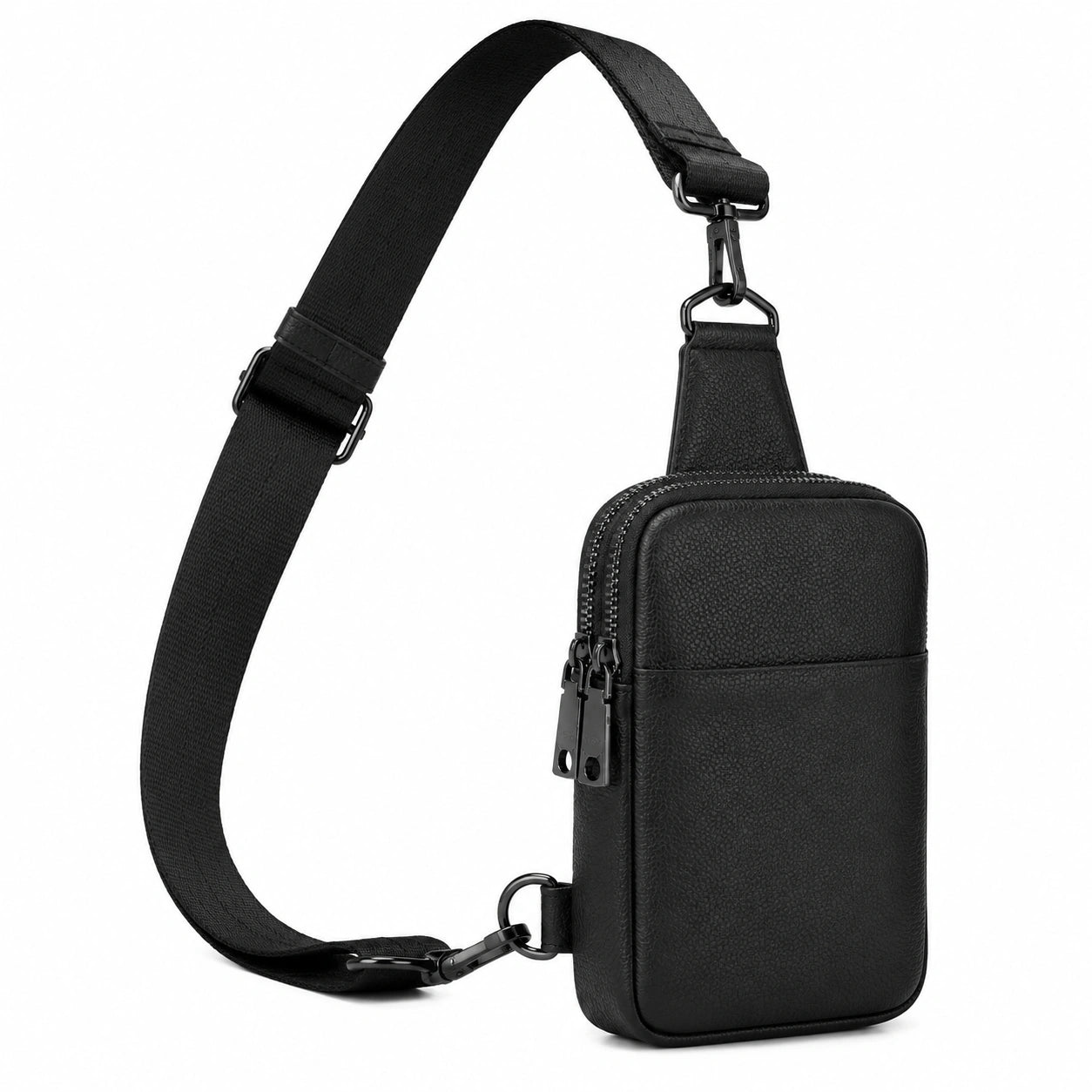 Borsa a tracolla compatta 18 x 11 x 5 cm in similpelle nera con doppio scomparto