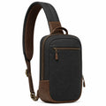 Borsa a tracolla 18 x 8 x 32 cm in materiale sintetico nero/marrone con tasche zip stile urbano