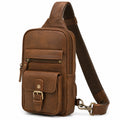 Borsa a tracolla 18 x 8 x 30 cm in similpelle marrone con tasche stile vintage