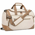 Borsone da viaggio 50 x 25 x 30 cm in tessuto crema/marrone con tracolla regolabile e tasche con zip