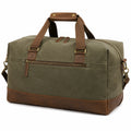 Borsone da viaggio 50 cm in tela verde oliva e finiture marroni effetto pelle - stile vintage con tracolla