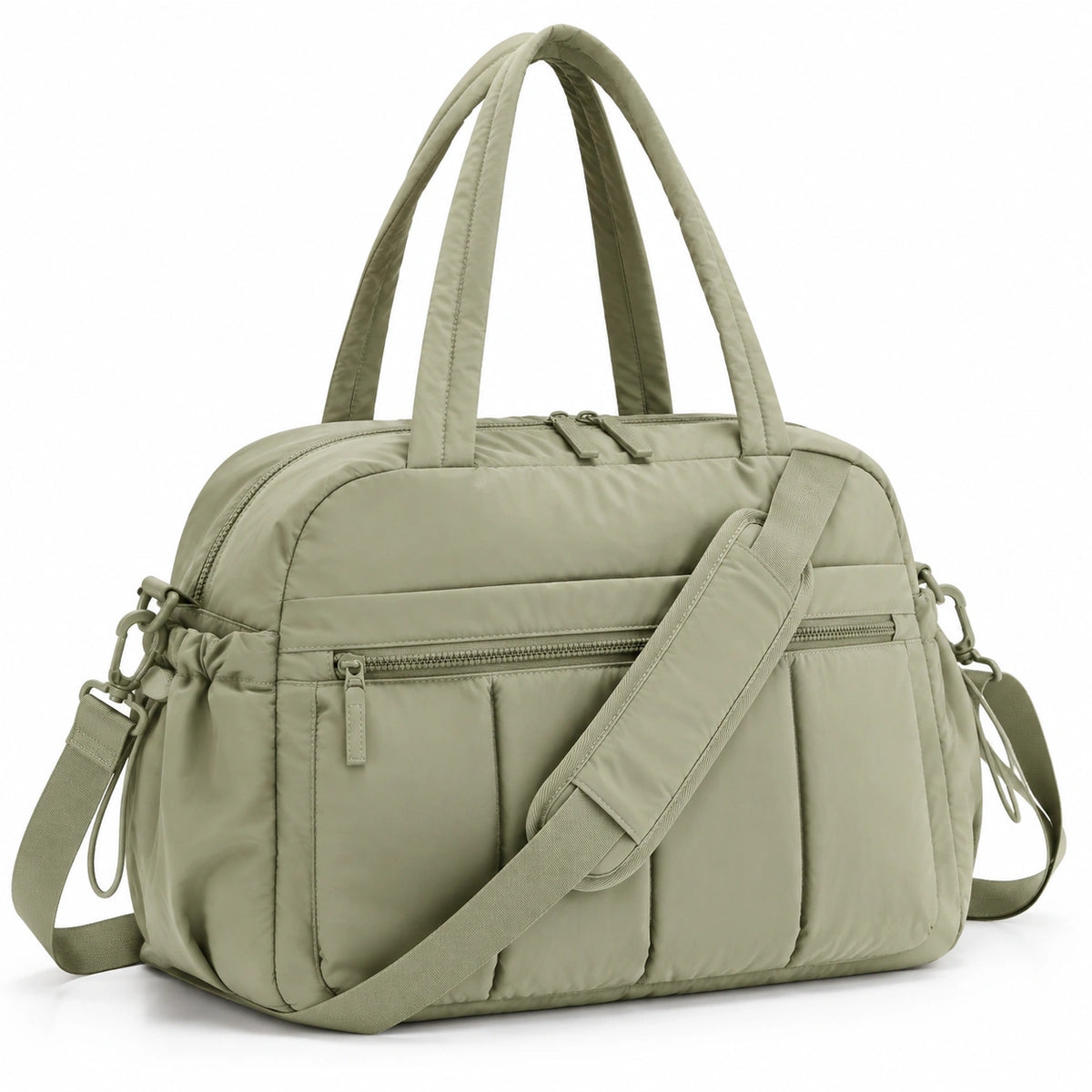 Borsa a mano 45 x 20 x 30 cm in tessuto sintetico verde salvia - imbottita con tracolla removibile