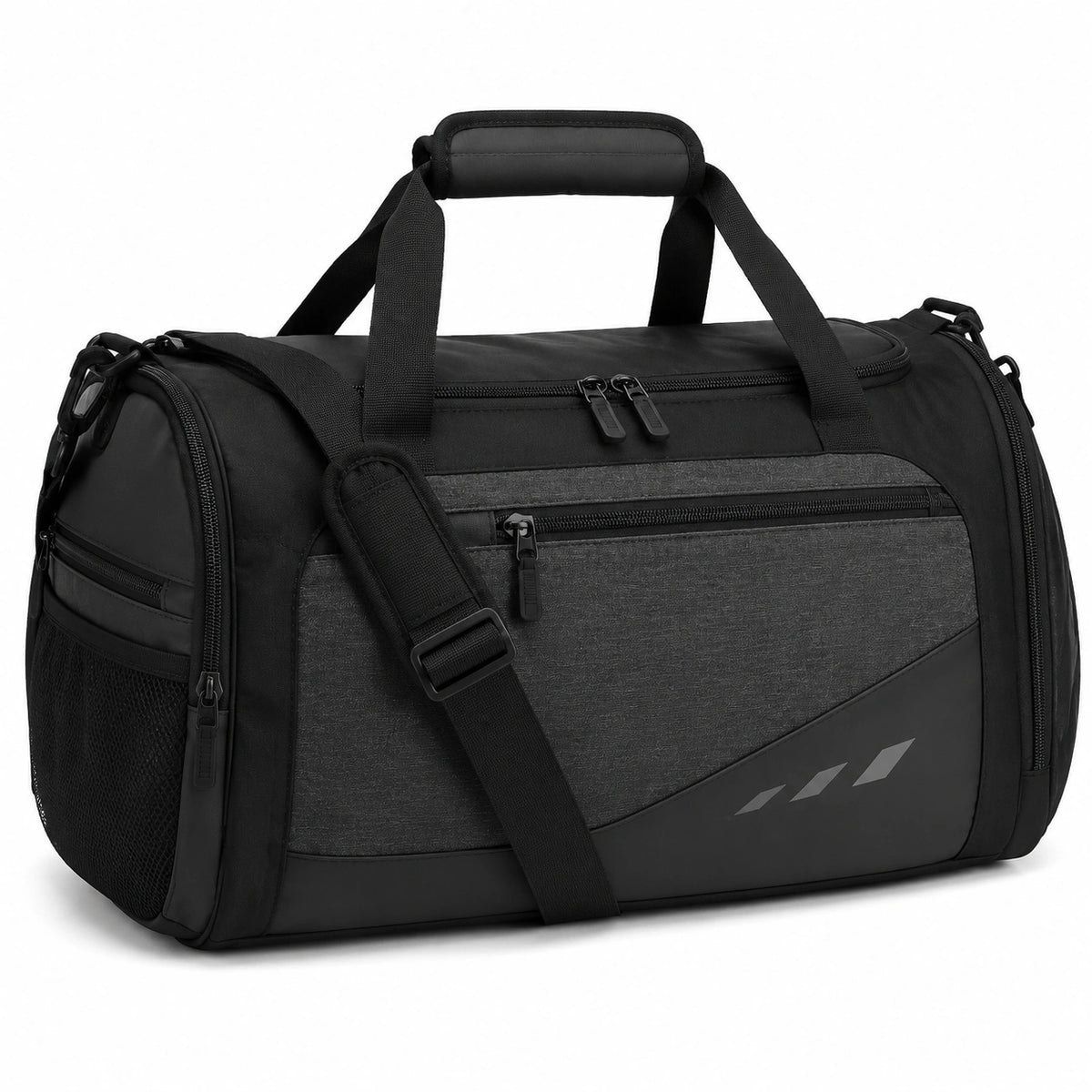 Borsa sportiva 50 x 25 x 28 cm in tessuto sintetico nero grigio con tracolla regolabile