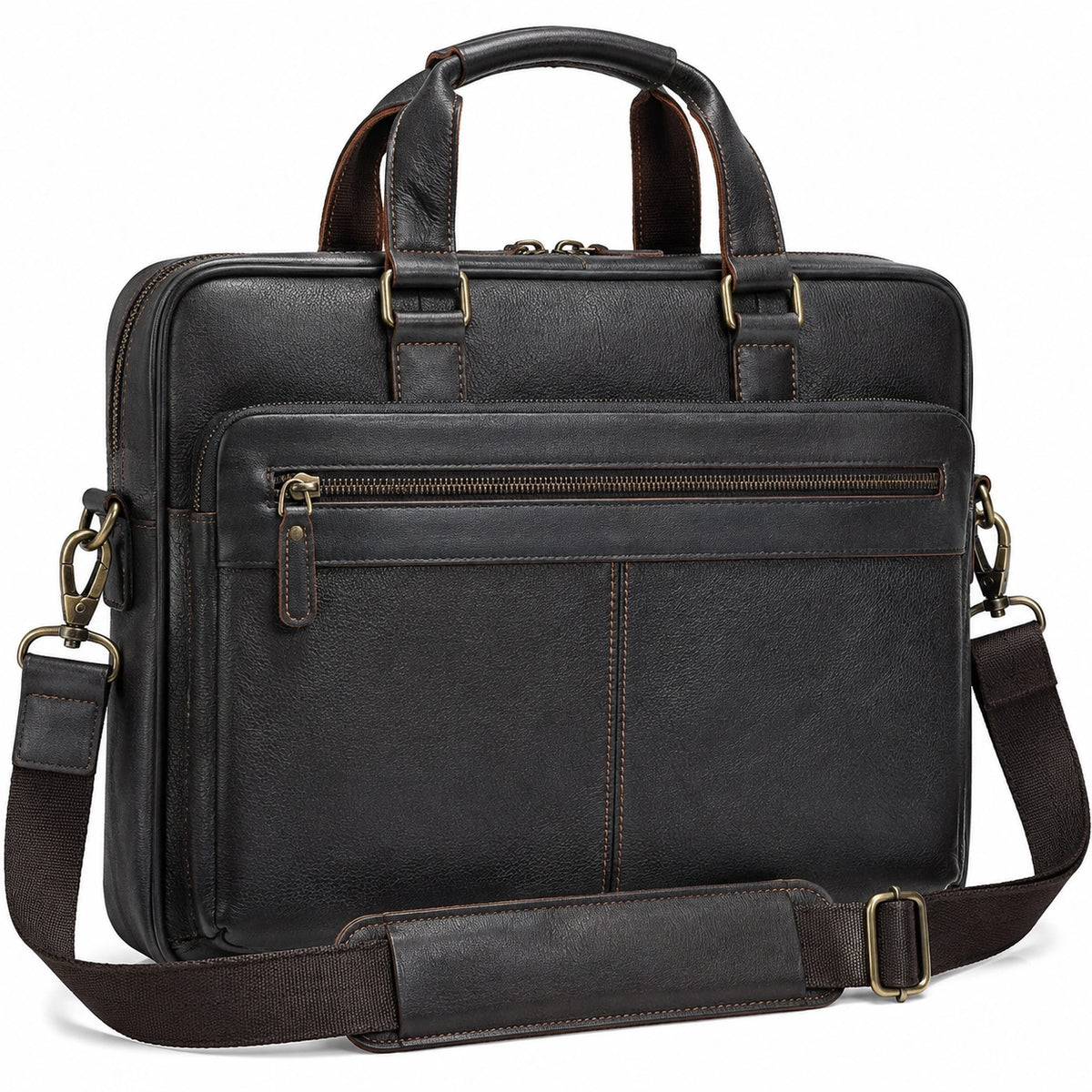 Borsa portadocumenti 40 cm in materiale effetto pelle nera - stile business con tracolla regolabile