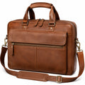 Borsa portadocumenti 42 x 10 x 32 cm in pelle sintetica marrone con tracolla e tasche