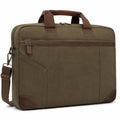 Borsa porta computer 40 x 30 x 8 cm in tessuto verde oliva con tracolla stile vintage