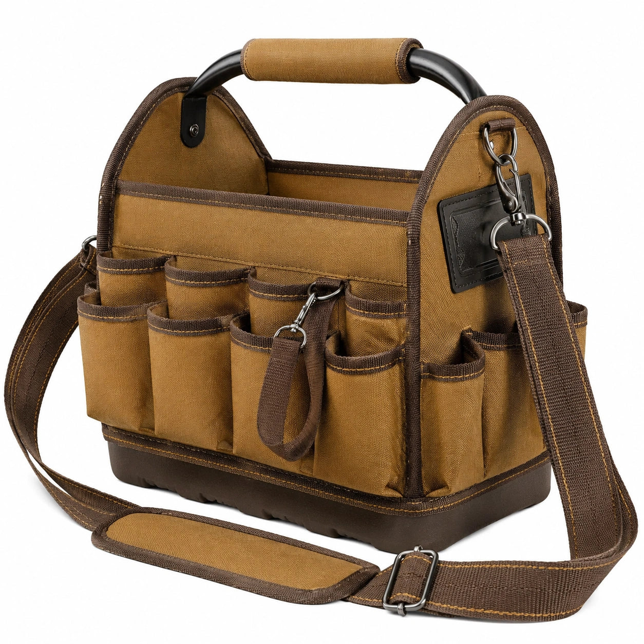Borsa portautensili 40 x 20 x 30 cm in tessuto marrone con tracolla regolabile