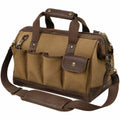 Borsa da viaggio 45 cm in tessuto marrone con finiture effetto pelle e tracolla regolabile