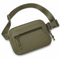 Marsupio 22 x 15 x 5 cm in tessuto sintetico verde oliva - cintura regolabile con tasche zip