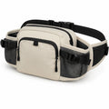 Marsupio 30 x 12 x 17 cm in tessuto beige e nero - regolabile con tasche multiple