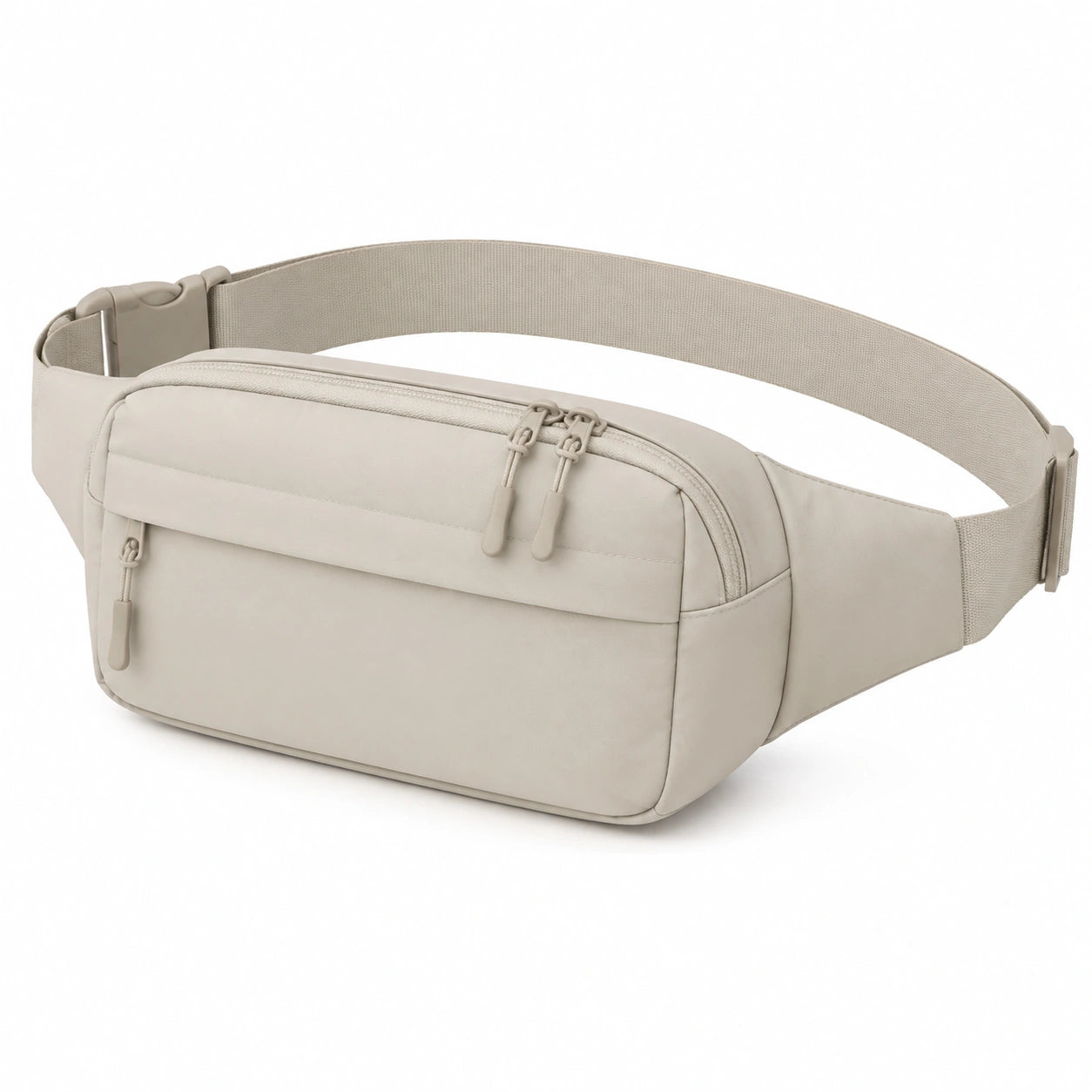 Marsupio 31 x 8 x 16 cm in similpelle beige con cintura regolabile e tasche con zip