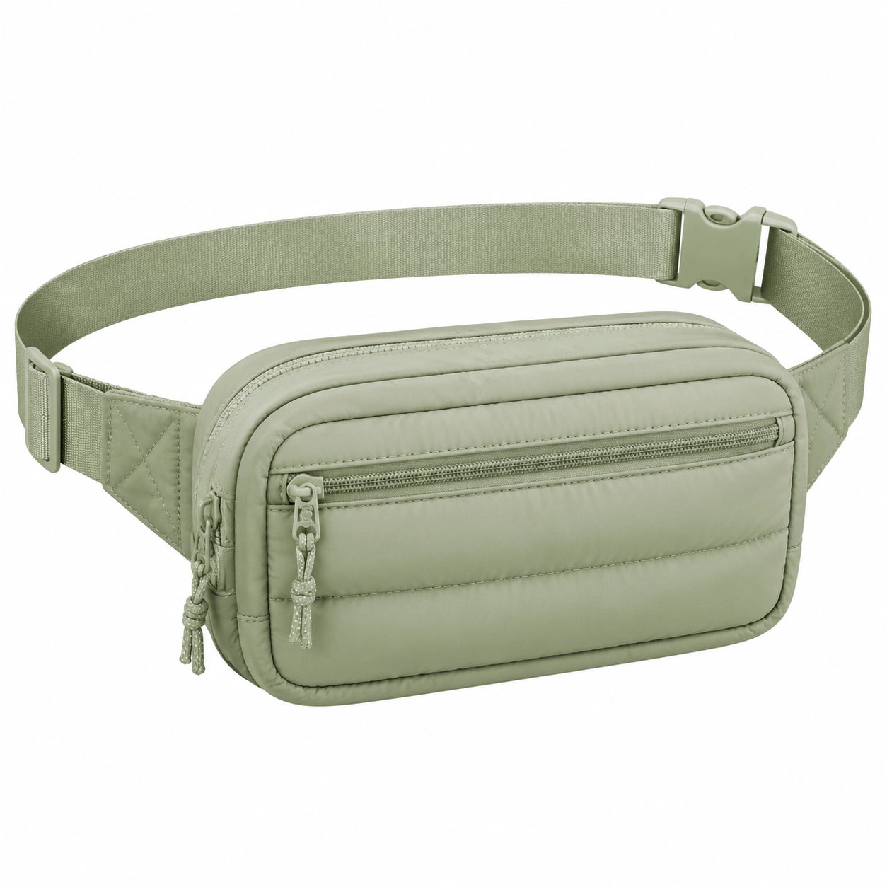 Marsupio 22 x 6 x 14 cm in tessuto sintetico verde salvia con tasche zip regolabile