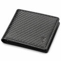 Portafoglio pieghevole uomo 11 x 9 cm nero in materiale sintetico con trama intrecciata - compatto