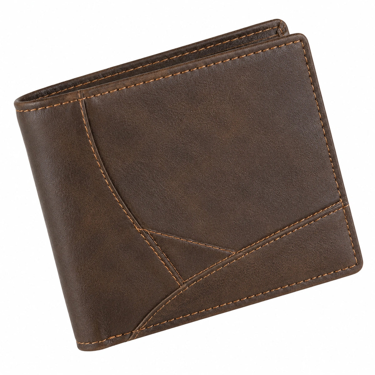 Portafoglio uomo 12 x 9.5 cm in similpelle marrone pieghevole con portacarte