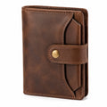 Portafoglio unisex 10 x 2 x 13 cm in pelle marrone con chiusura a bottone stile vintage