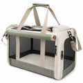 Trasportino per animali 50 x 30 x 32 cm in tessuto beige e verde con rete pieghevole