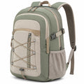 Zaino da trekking 30 L 32 x 18 x 48 cm in tessuto verde salvia e beige con tasche multiple