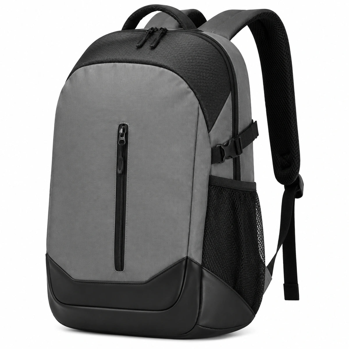 Zaino 30 x 18 x 45 cm in poliestere grigio e nero con tasche e spallacci regolabili