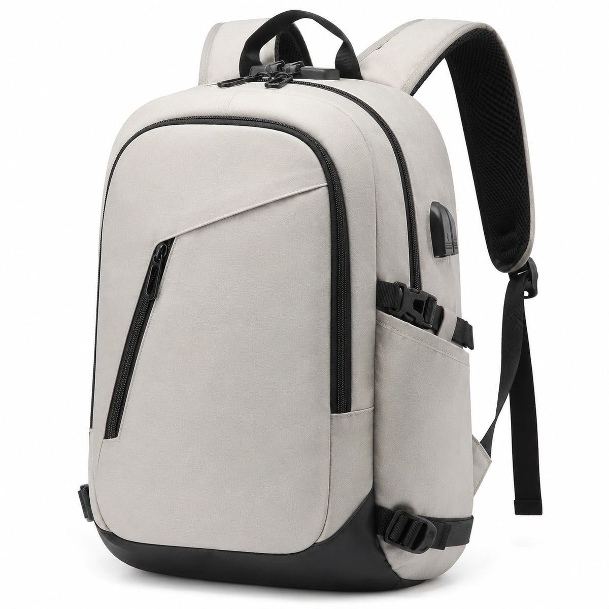 Zaino 32 x 18 x 48 cm grigio in tessuto sintetico con scomparti e porta esterna